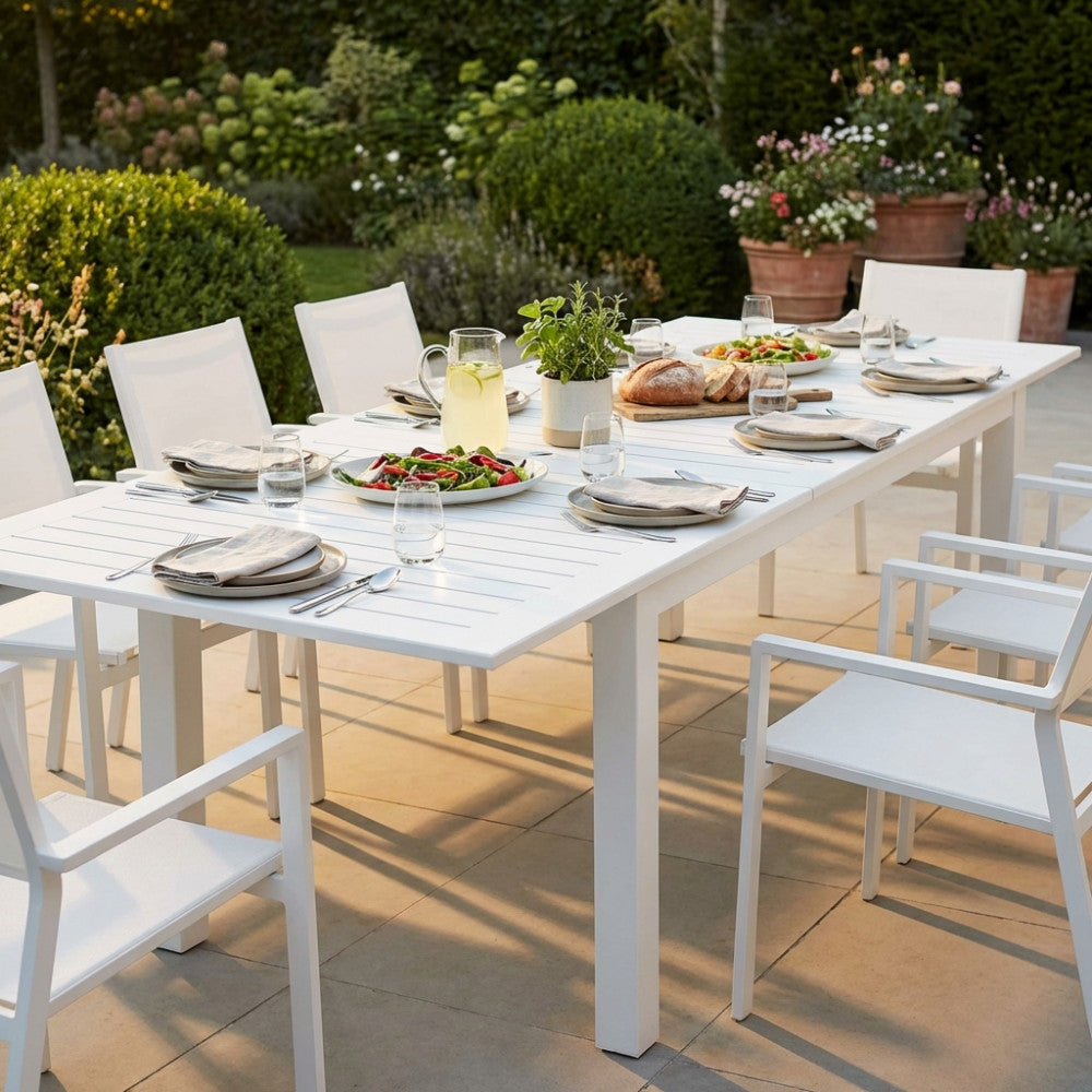 TAVOLO CUBA ALLUNGABILE 220/280 X 100. Struttura in alluminio verniciato BIANCO o TAUPE o TORTORA o ANTRACITE Dimensioni: cm 220/280 x 100 x 75 h. Arredo Giardino