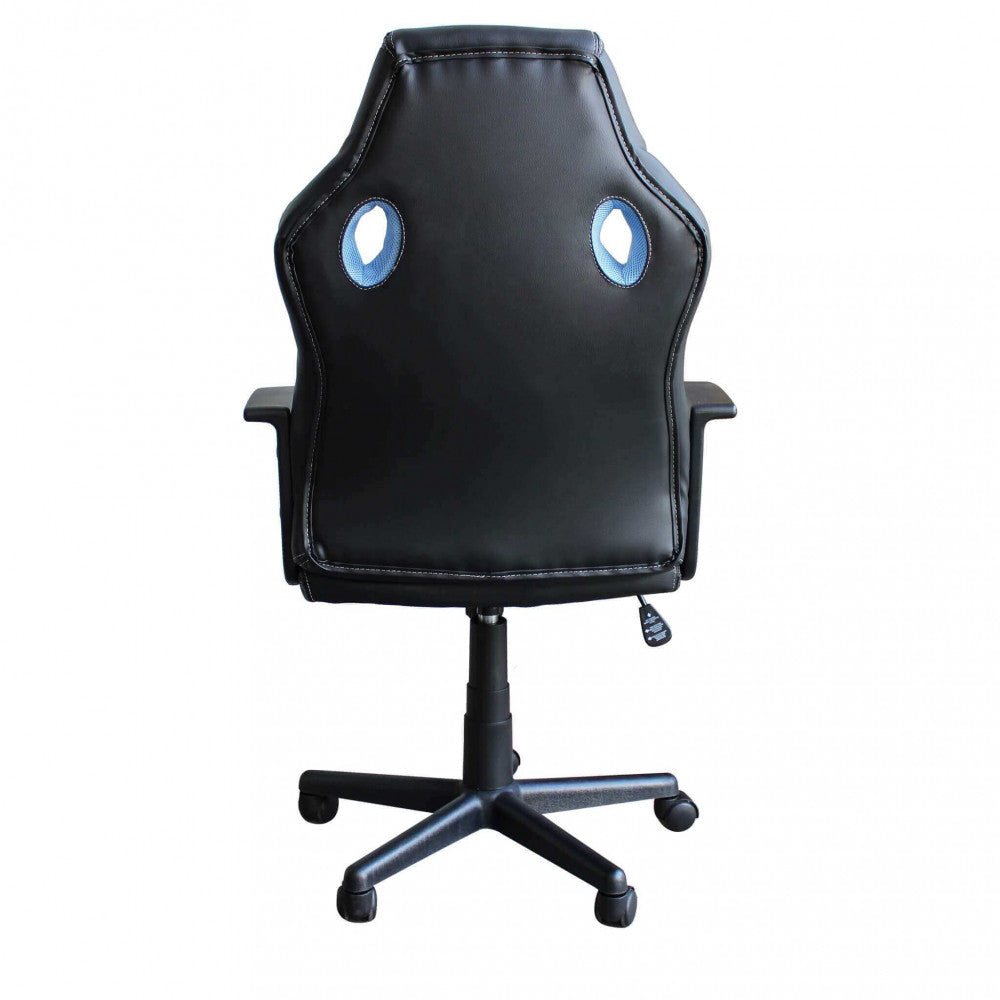 UNCHARTED BLUE AND BLACK GAMING CHAIR. Dimensions: 61 x 65 x 104-113.5 cm h.