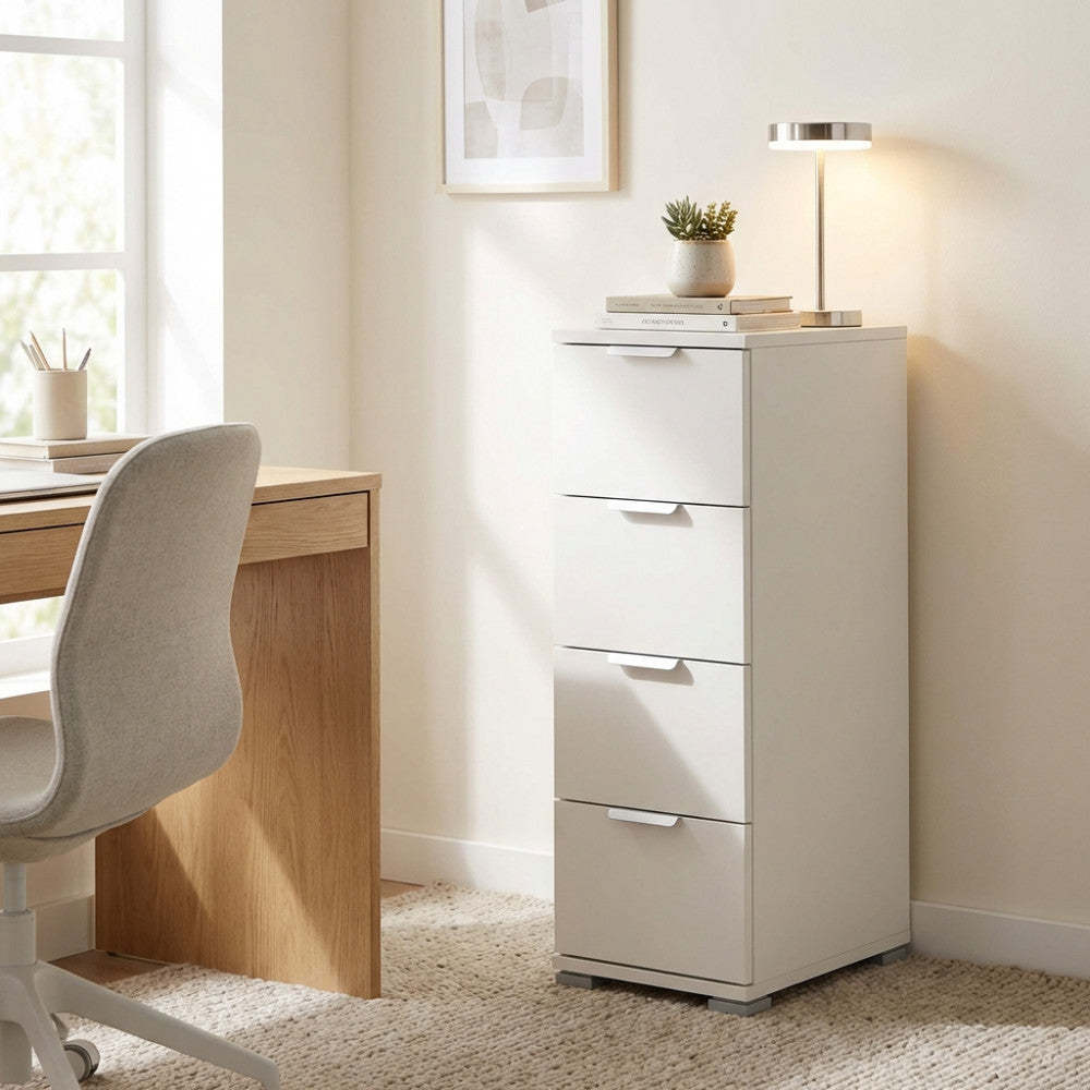 CASSETTIERA PAROS 4 CASSETTI BIANCA. Dimensioni: cm 27 x 38 x 85 h.