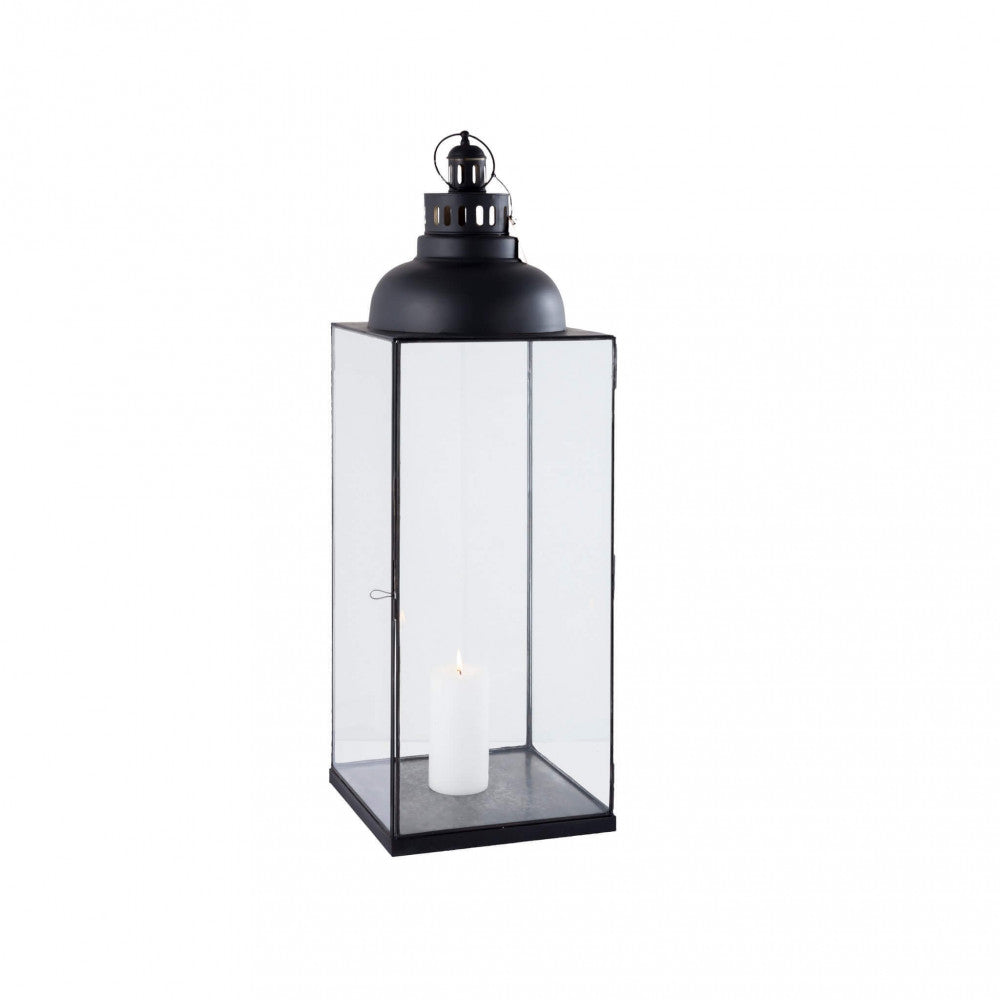 LANTERNA MISSIE GRANDE. Lanterna ANTRACITE in metallo e vetro Dimensioni: cm 29 x 29 x 89 h. Arredo Giardino