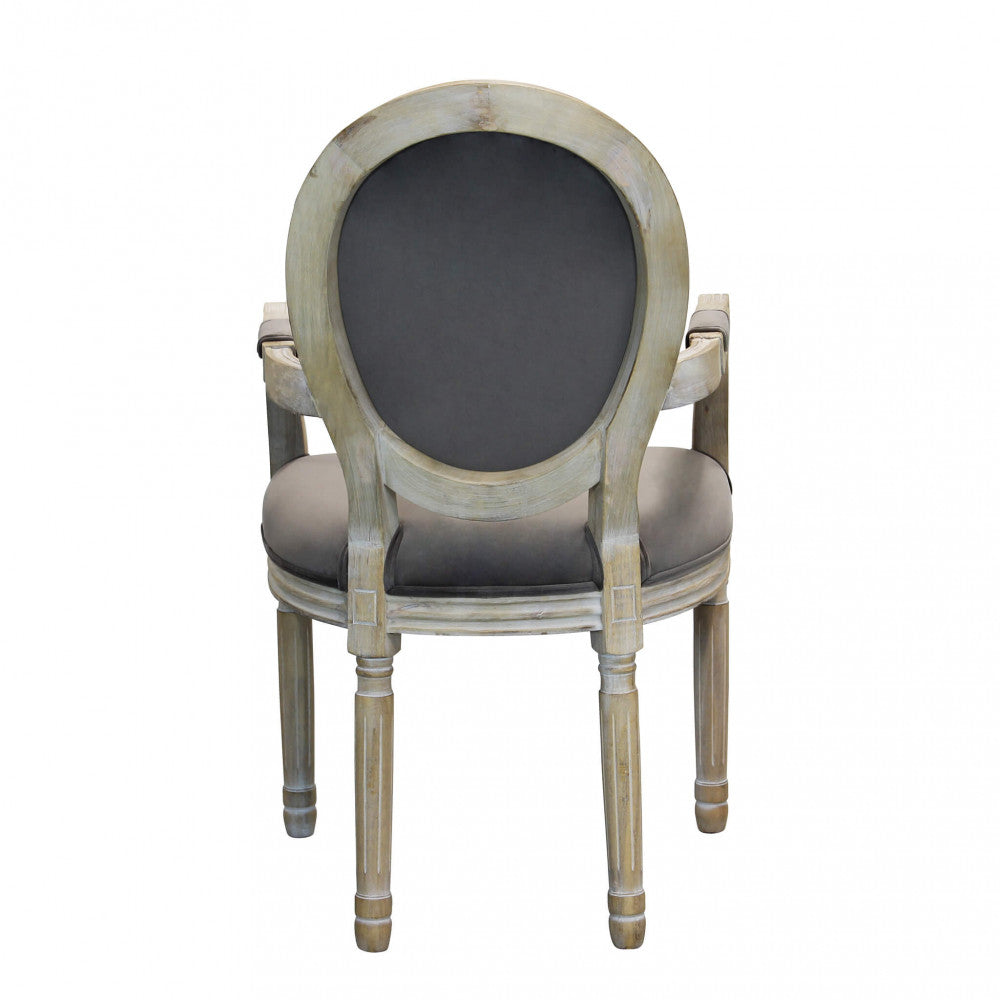 SEDIA CONSTANCE IN VELLUTO TAUPE. Dimensioni: cm 55 x 46 x 96 h.