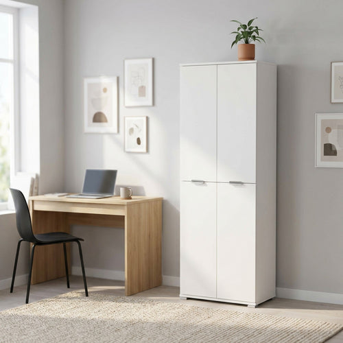 TENA 4-DOOR WHITE WARDROBE. Dimensions: 60 x 38 x 174 cm h.