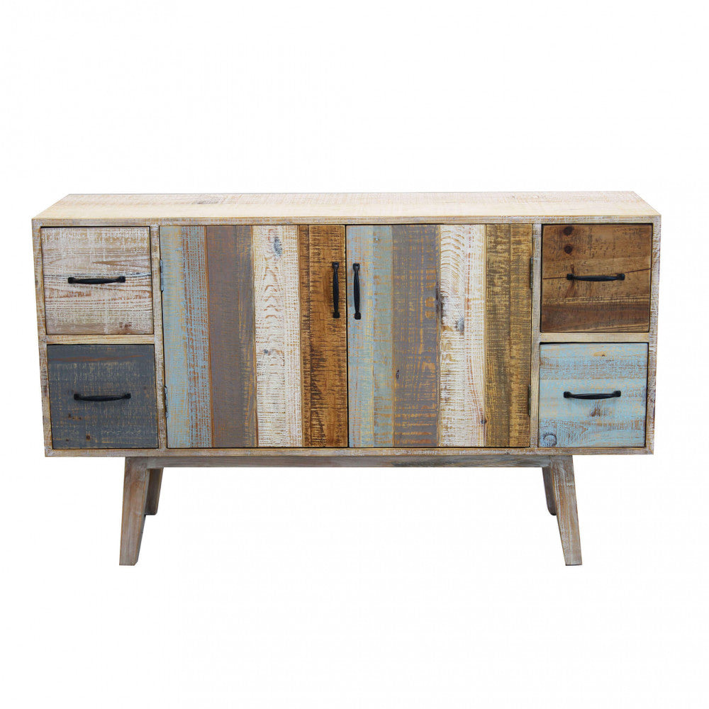 MOBILE FRED. Mobile con 4 cassetti e 2 ante in legno colorato Dimensioni: cm 131 x 40 x 77 h.