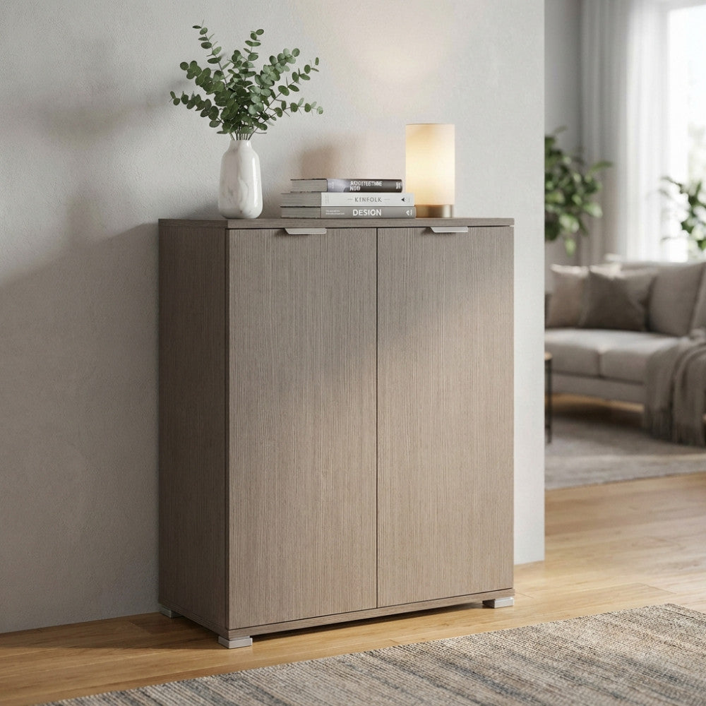 BORA 2-DOOR CABINET IN GREY OAK. Dimensions: 60 x 38 x 85 cm.