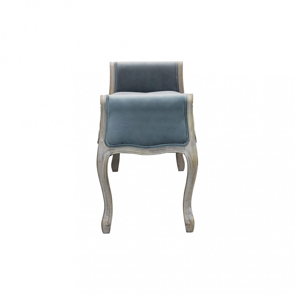 MADELYN BENCH IN GREY VELVET. Dimensions: 113 x 48 x 45/60 h cm.