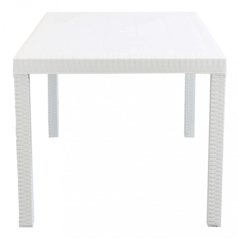 TAVOLO HOUSTON 150 X 90. Struttura in plastica stampata, wicker ANTRACITE o BIANCO o MARRONE Dimensioni: cm 150 x 90 x 74 h. Arredo Giardino