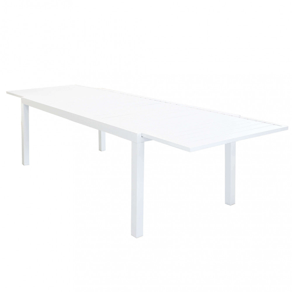 FORMENTERA TABLE 200/300 X 100. Structure and top in WHITE, DOVE GREY, TAUPE or ANTHRACITE aluminum. Dimensions: 200/300 x 100 x 74 h cm. Garden Furniture