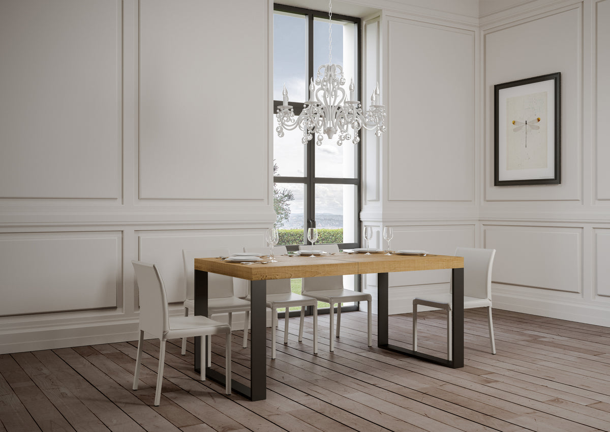 Tavolo allungabile 90x160/420 cm Pieve Premium Quercia Natura telaio Antracite