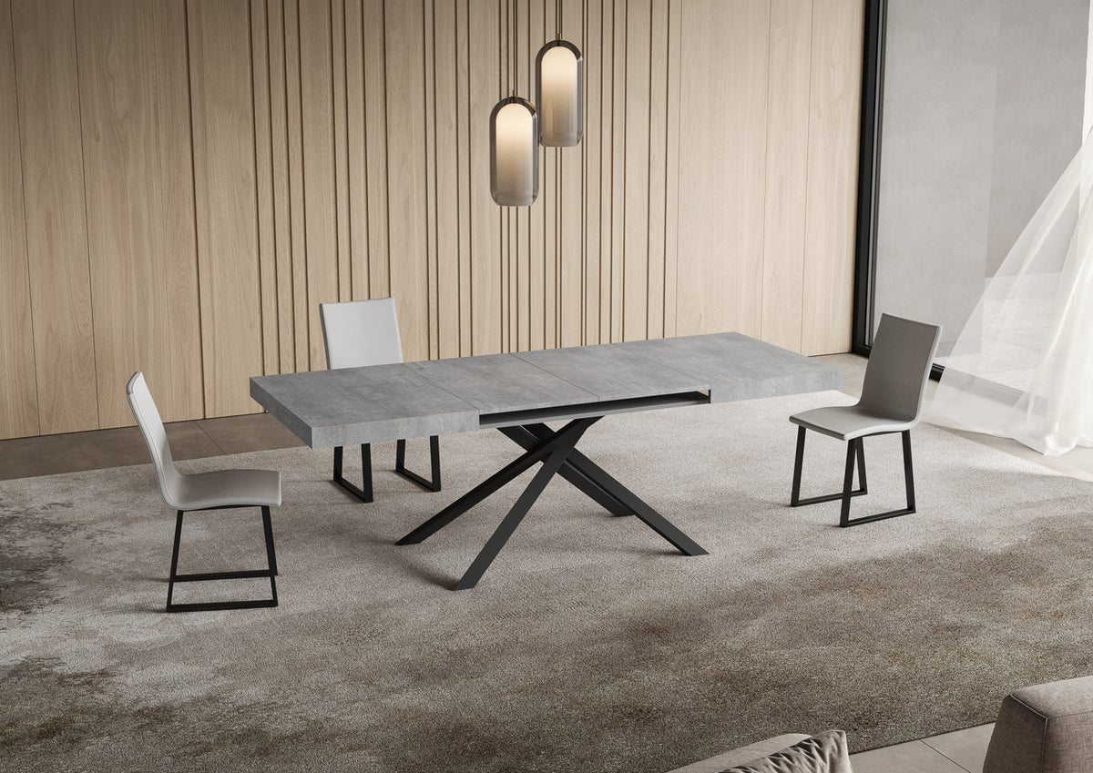 Tavolo allungabile 90x140/244 cm Garda cemento gambe antracite
