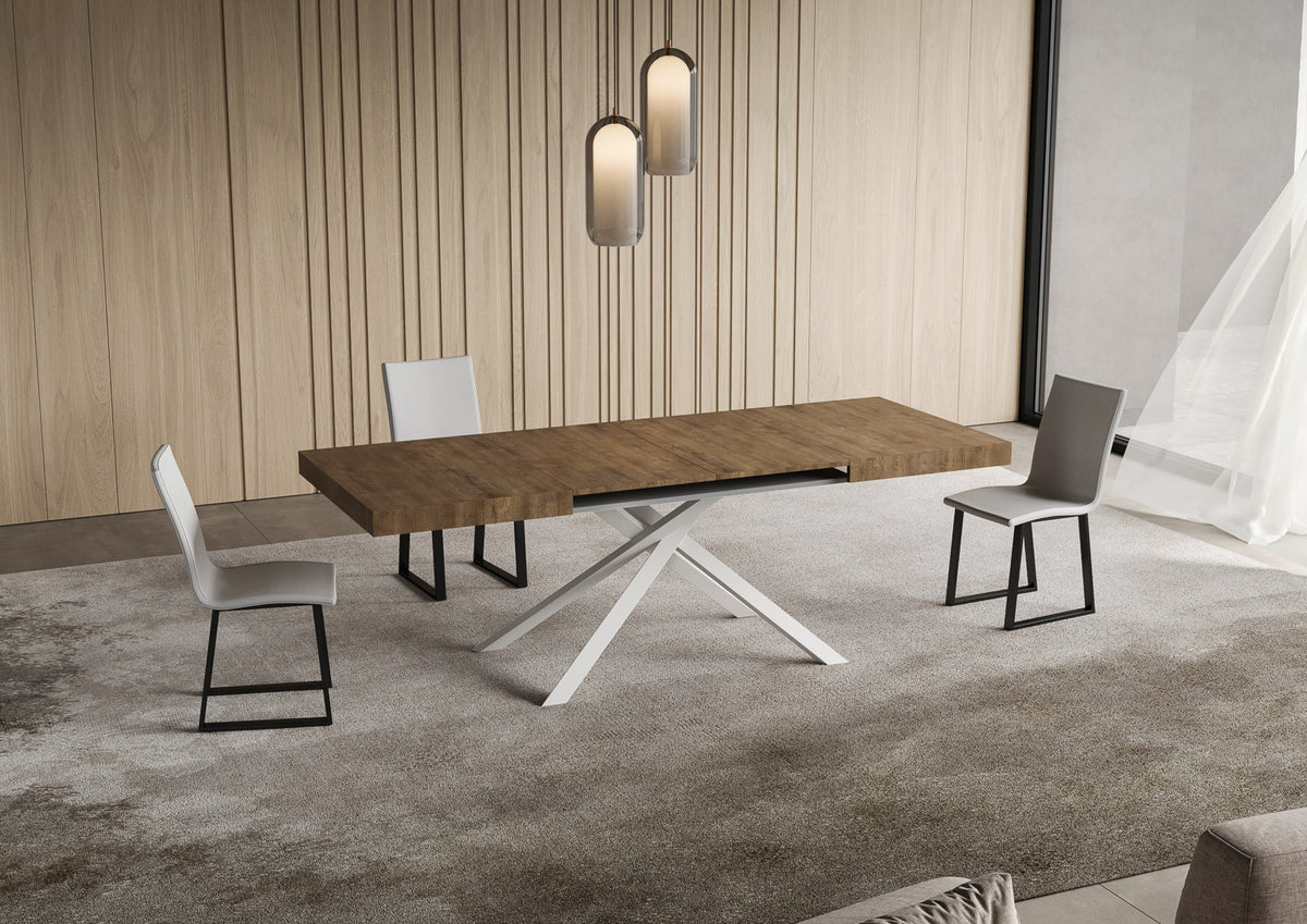 Tavolo allungabile 90x140/244 cm Garda noce gambe bianche