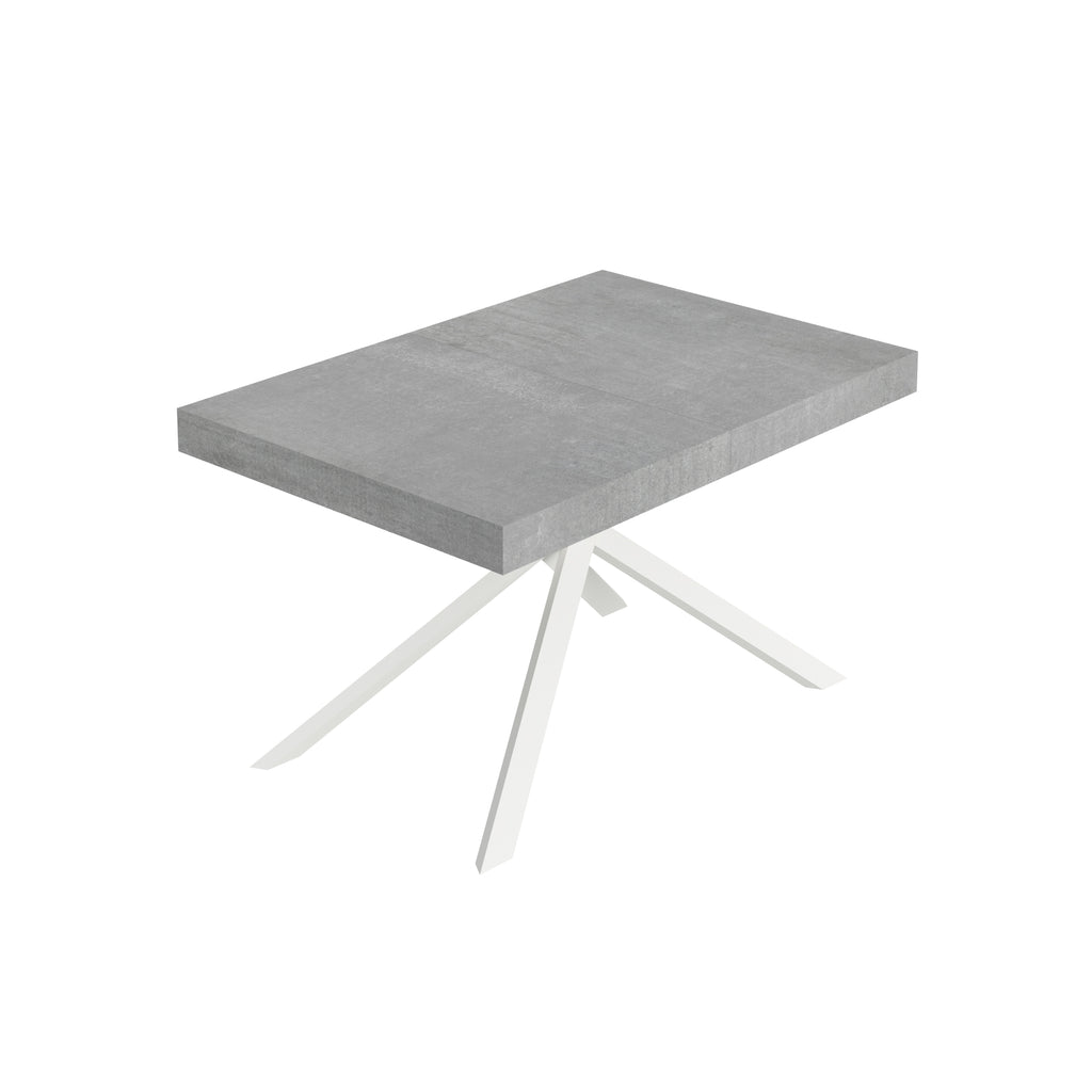 Tavolo allungabile 90x130/390 cm Garda cemento gambe bianche