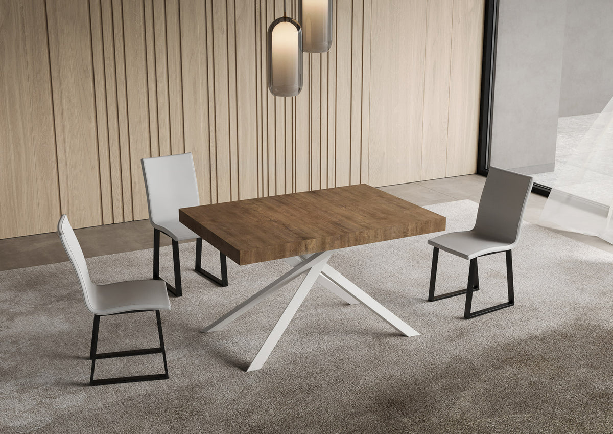 Tavolo allungabile 90x140/400 cm Garda noce gambe bianche
