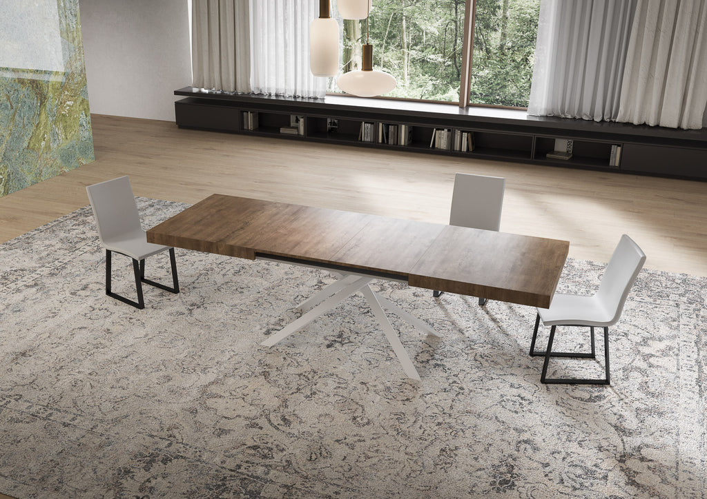 Tavolo allungabile 90x160/420 cm Garda noce gambe bianche