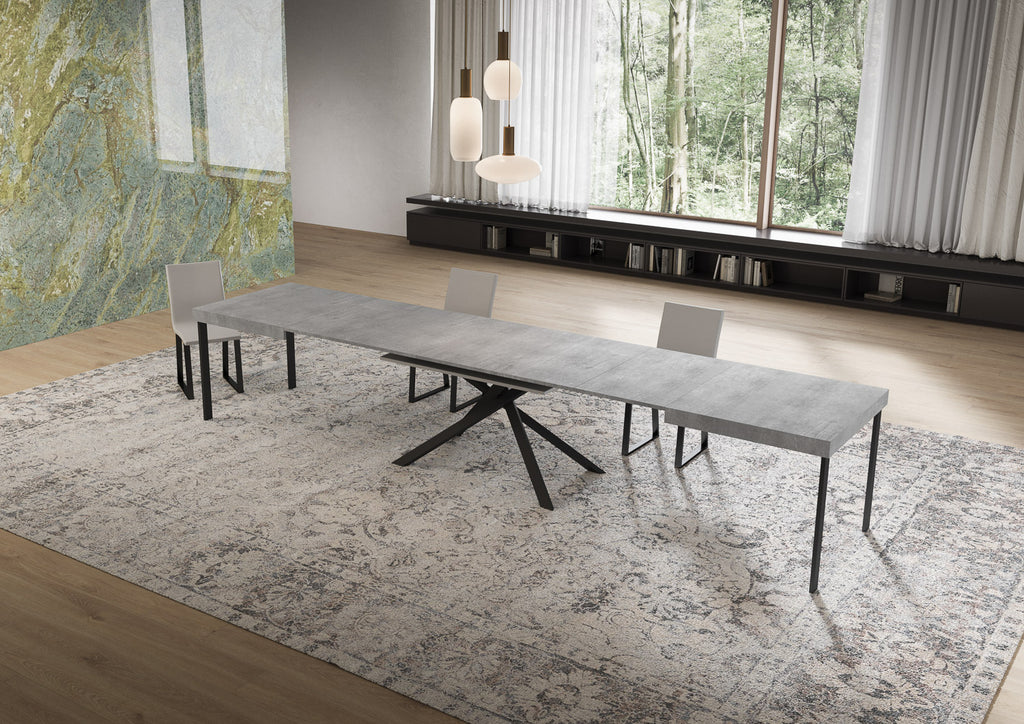 Tavolo allungabile 90x160/420 cm Garda cemento gambe antracite