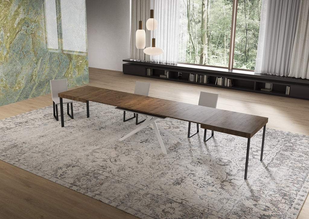 Tavolo allungabile 90x160/420 cm Garda noce gambe bianche