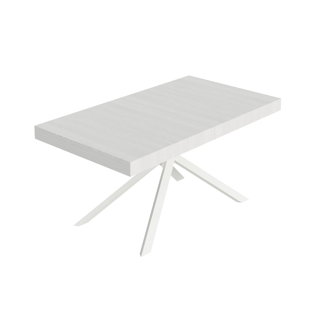 Tavolo allungabile 80x160/244 cm Garda bianco frassino gambe bianche