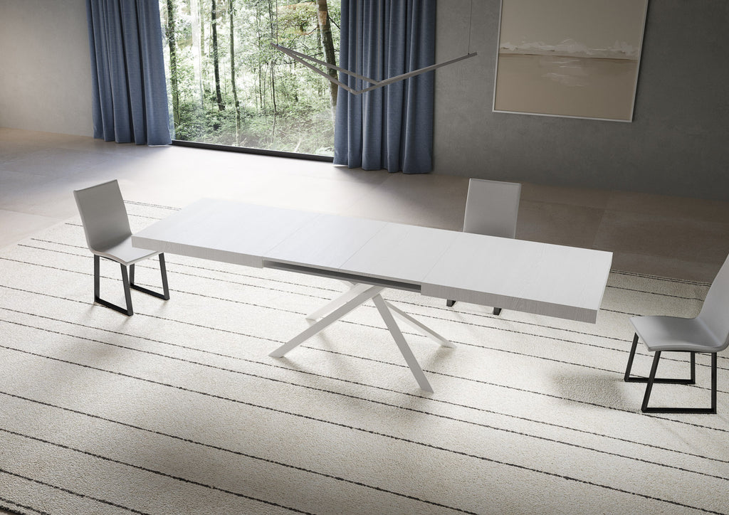 Tavolo allungabile 90x180/284 cm Garda bianco frassino gambe bianche