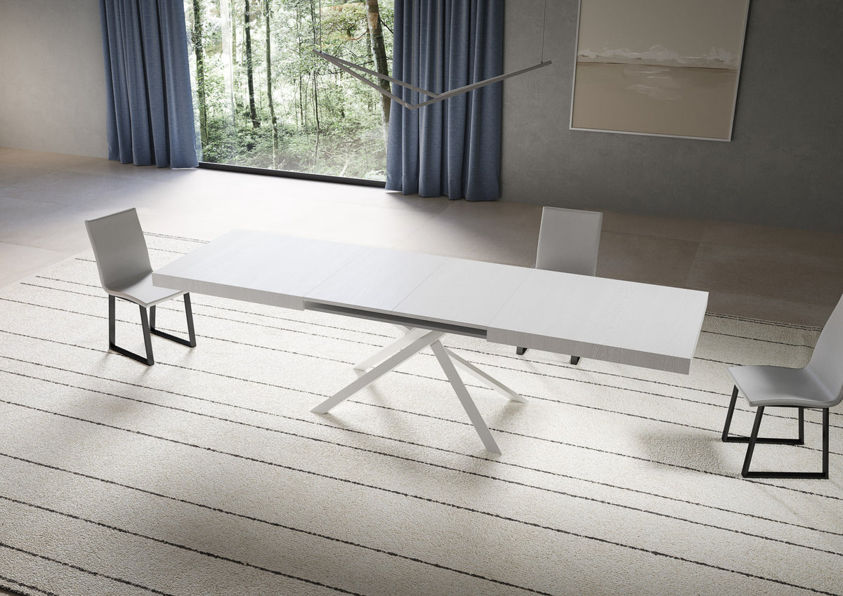Tavolo allungabile 90x180/284 cm Garda bianco frassino gambe bianche