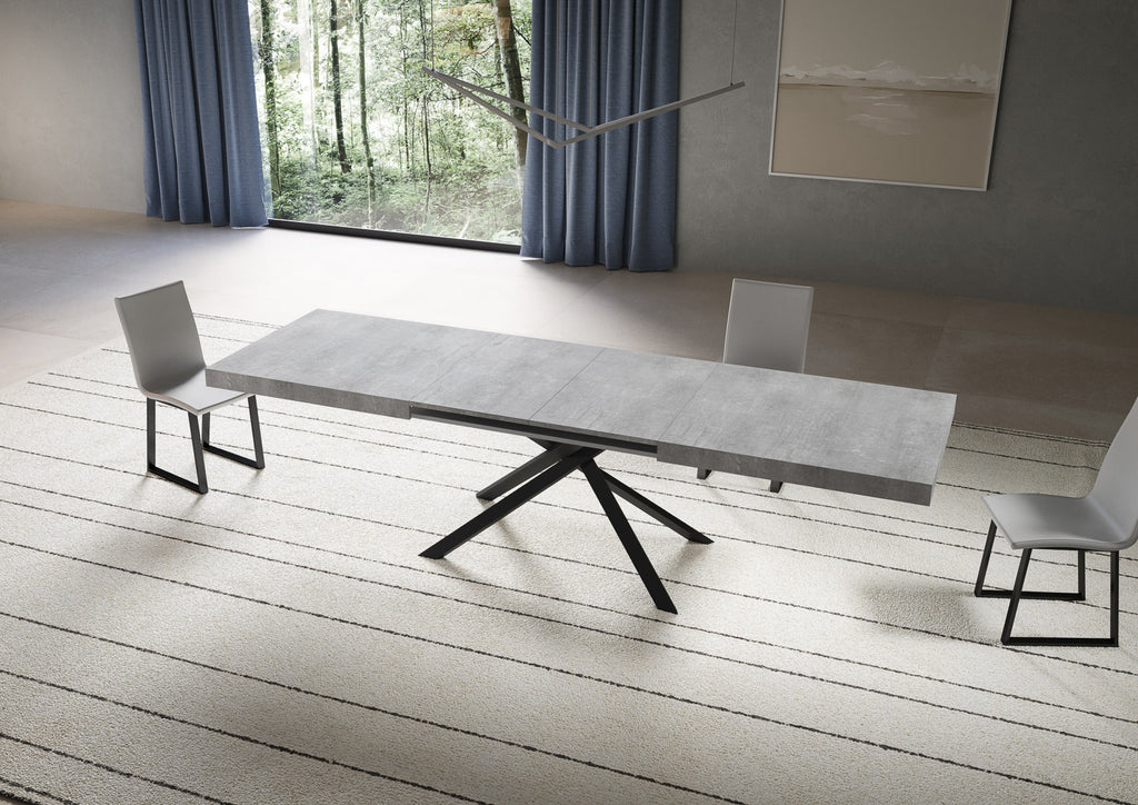 Tavolo allungabile 90x180/440 cm Garda cemento gambe antracite