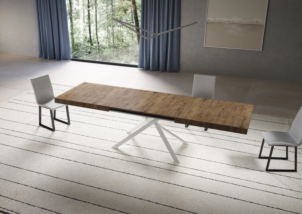 Tavolo allungabile 90x200/460 cm Garda noce gambe bianche