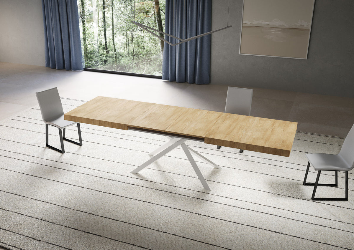 Tavolo allungabile 90x200/304 cm Garda quercia natura gambe bianche