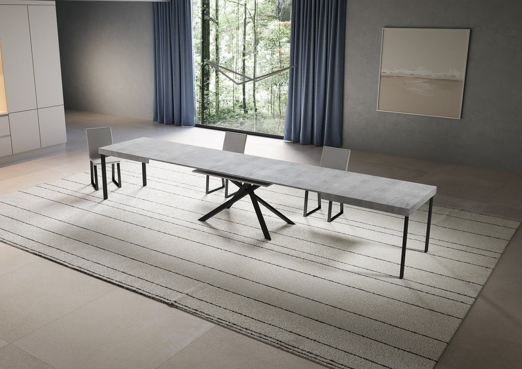 Tavolo allungabile 90x180/440 cm Garda cemento gambe antracite