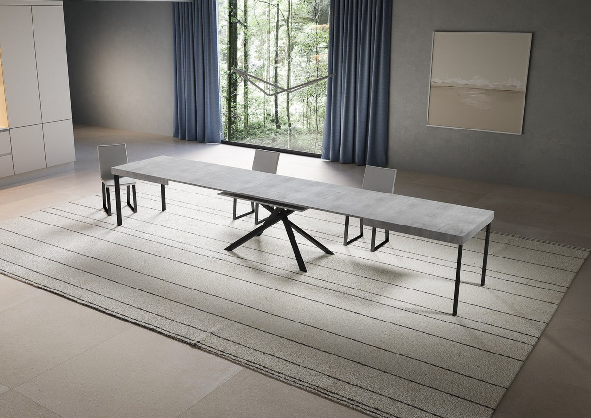 Tavolo allungabile 90x180/440 cm Garda cemento gambe antracite