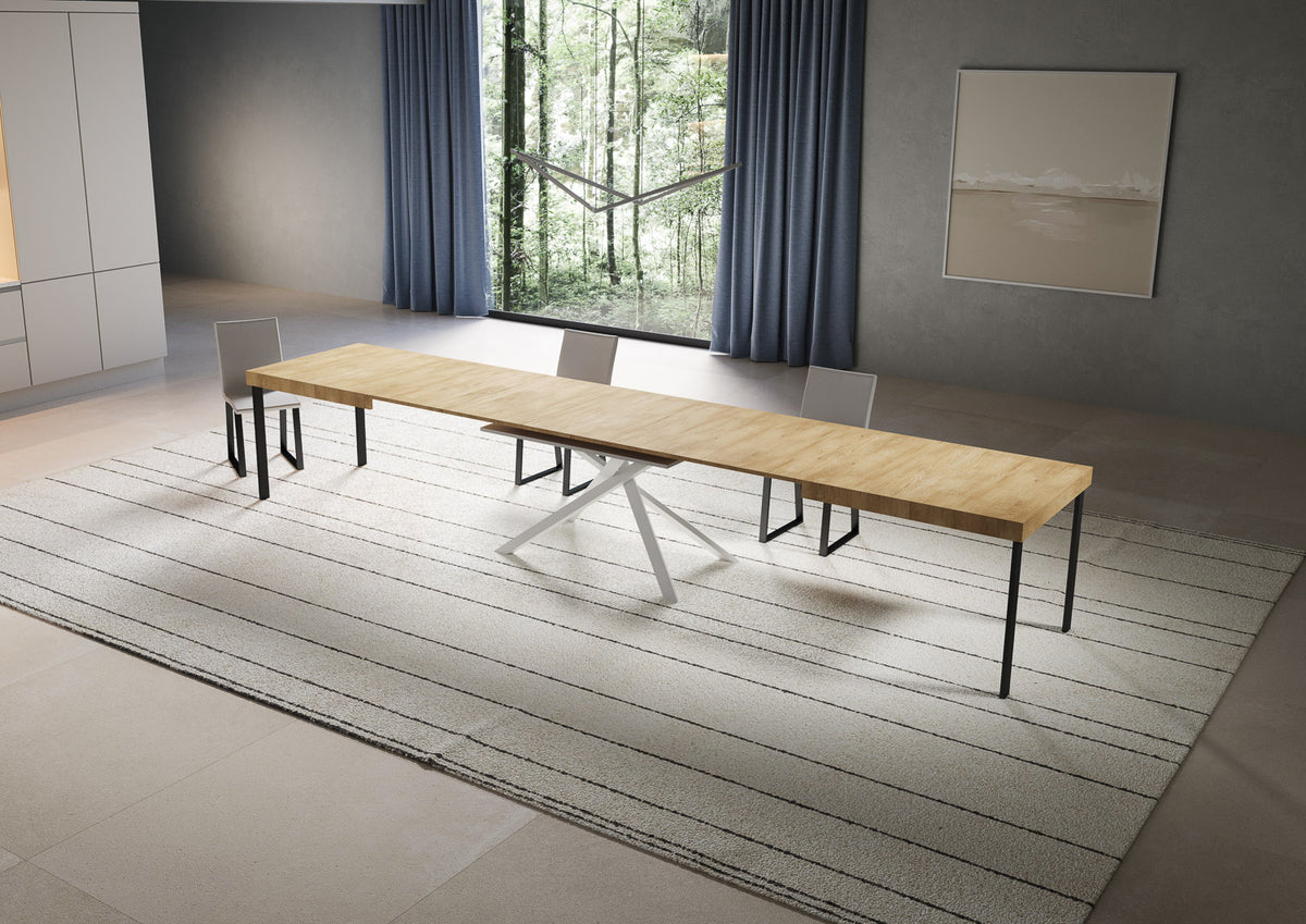 Tavolo allungabile 90x180/440 cm Garda quercia natura gambe bianche