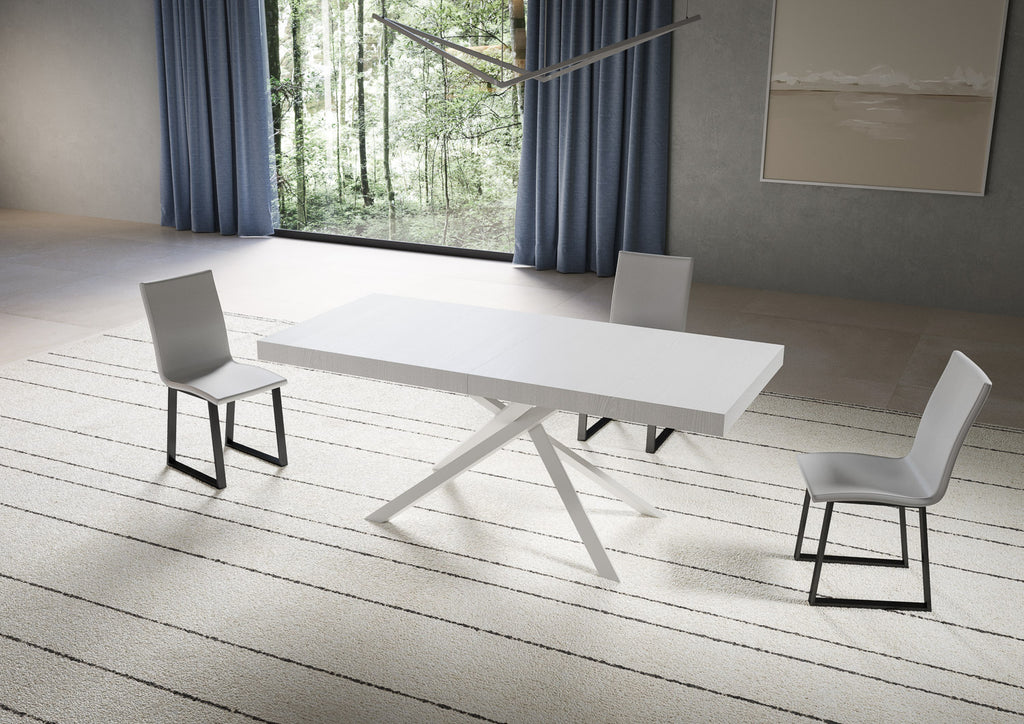Tavolo allungabile 90x180/284 cm Garda bianco frassino gambe bianche