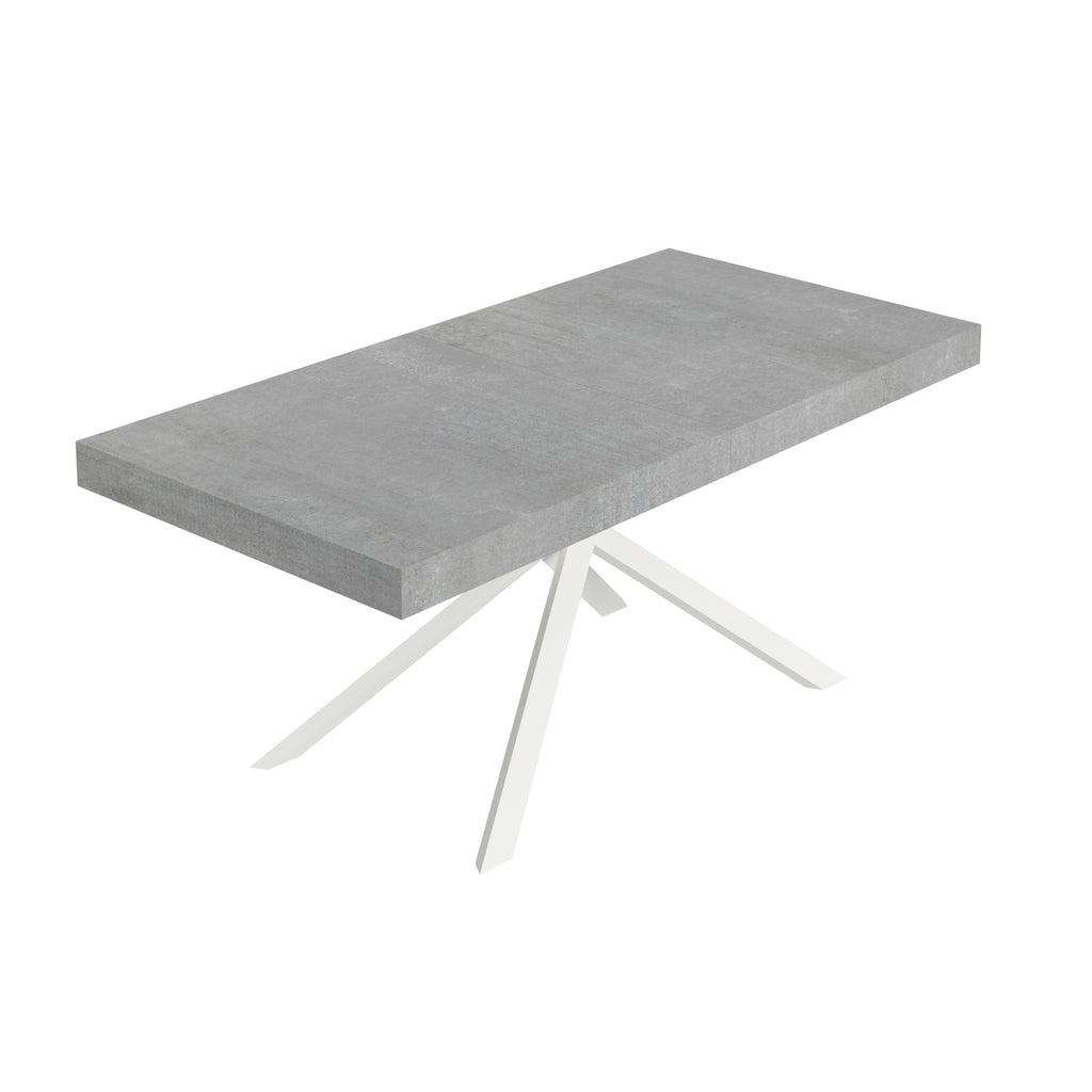 Tavolo allungabile 90x200/304 cm Garda cemento gambe bianche