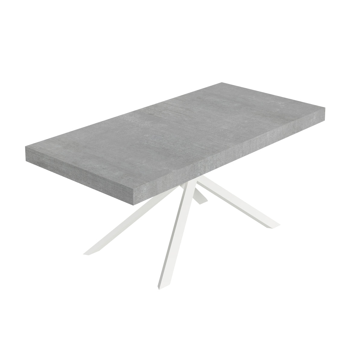 Tavolo allungabile 90x200/304 cm Garda cemento gambe bianche