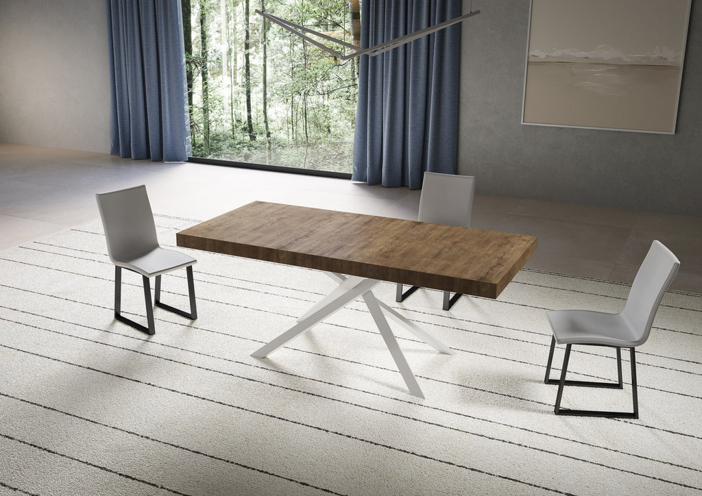 Tavolo allungabile 90x180/284 cm Garda noce gambe bianche