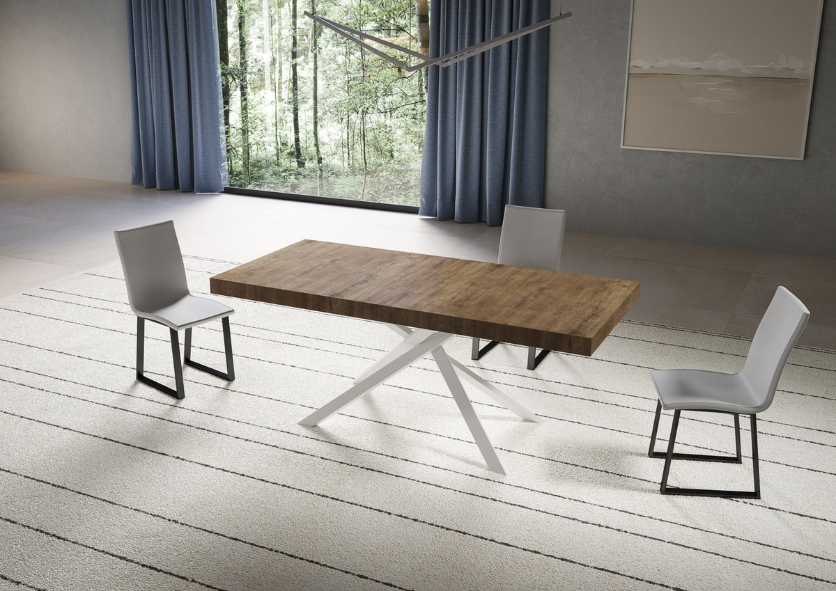 Tavolo allungabile 90x180/284 cm Garda noce gambe bianche