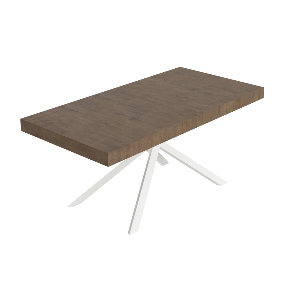 Tavolo allungabile 90x200/460 cm Garda noce gambe bianche