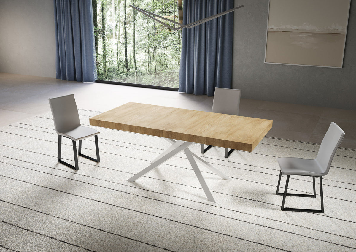 Tavolo allungabile 90x180/440 cm Garda quercia natura gambe bianche