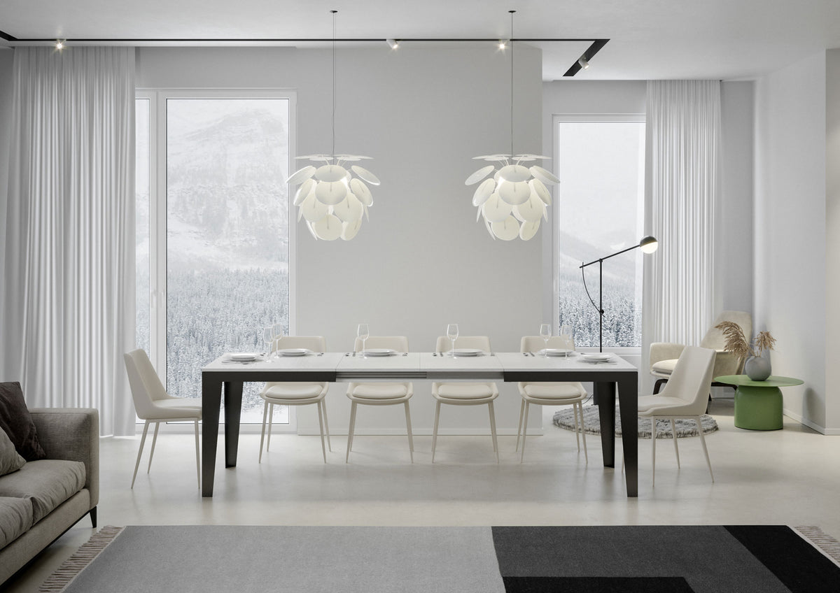 Tavolo allungabile 90x160/264 cm Marcon Evolution Bianco Frassino telaio Antracite