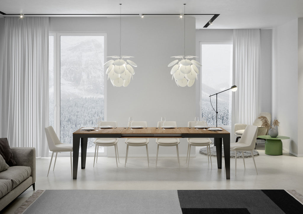 Tavolo allungabile 90x160/264 cm Marcon Evolution Quercia Natura telaio Antracite