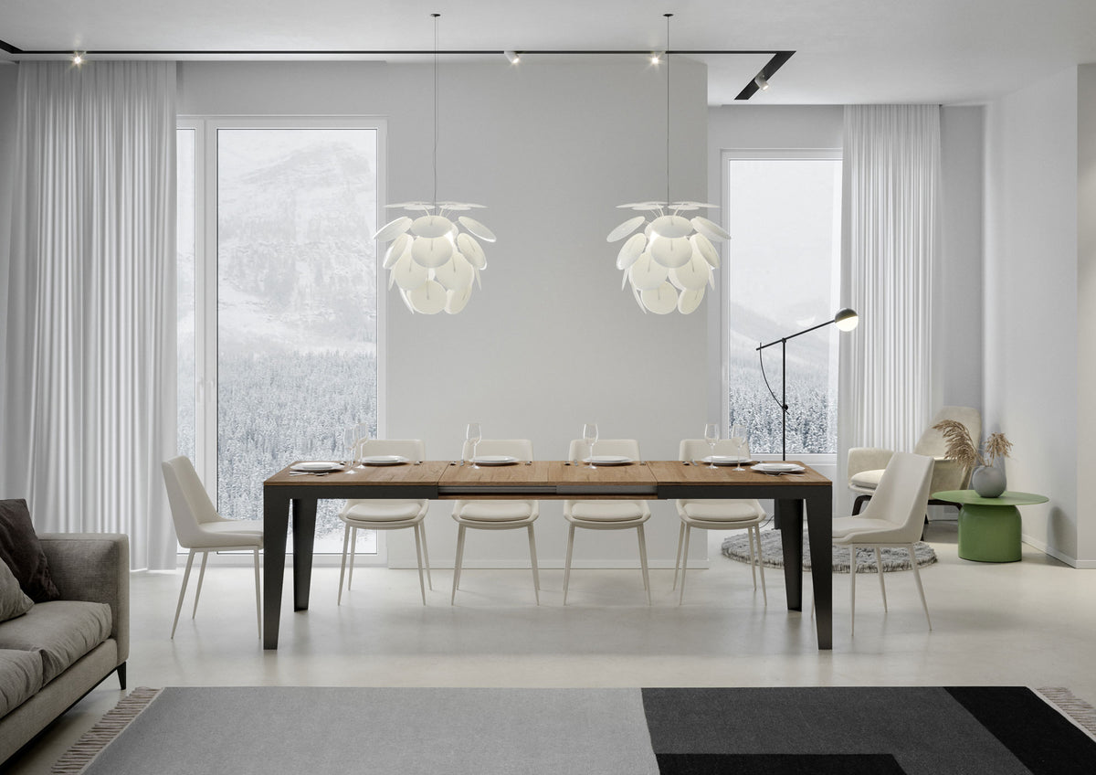 Tavolo allungabile 90x160/264 cm Marcon Evolution Quercia Natura telaio Antracite