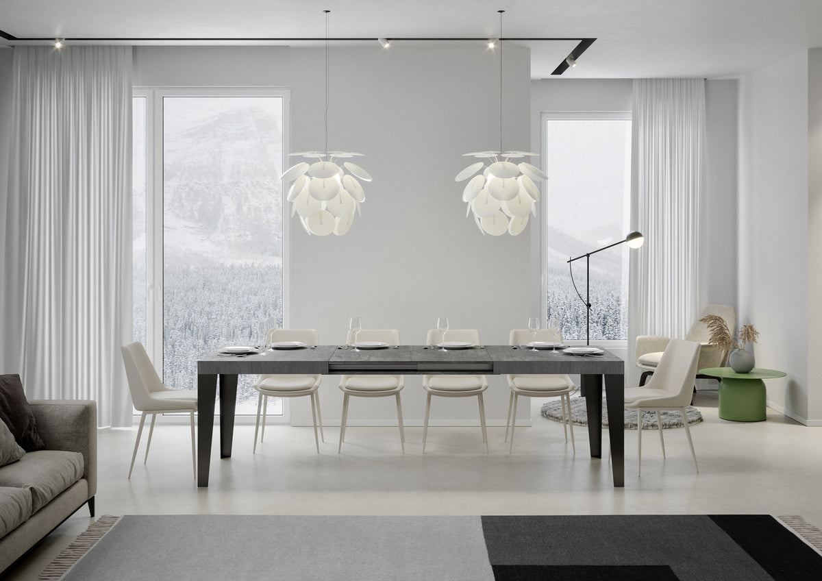 Tavolo allungabile 90x180/284 cm Marcon Cemento telaio Antracite