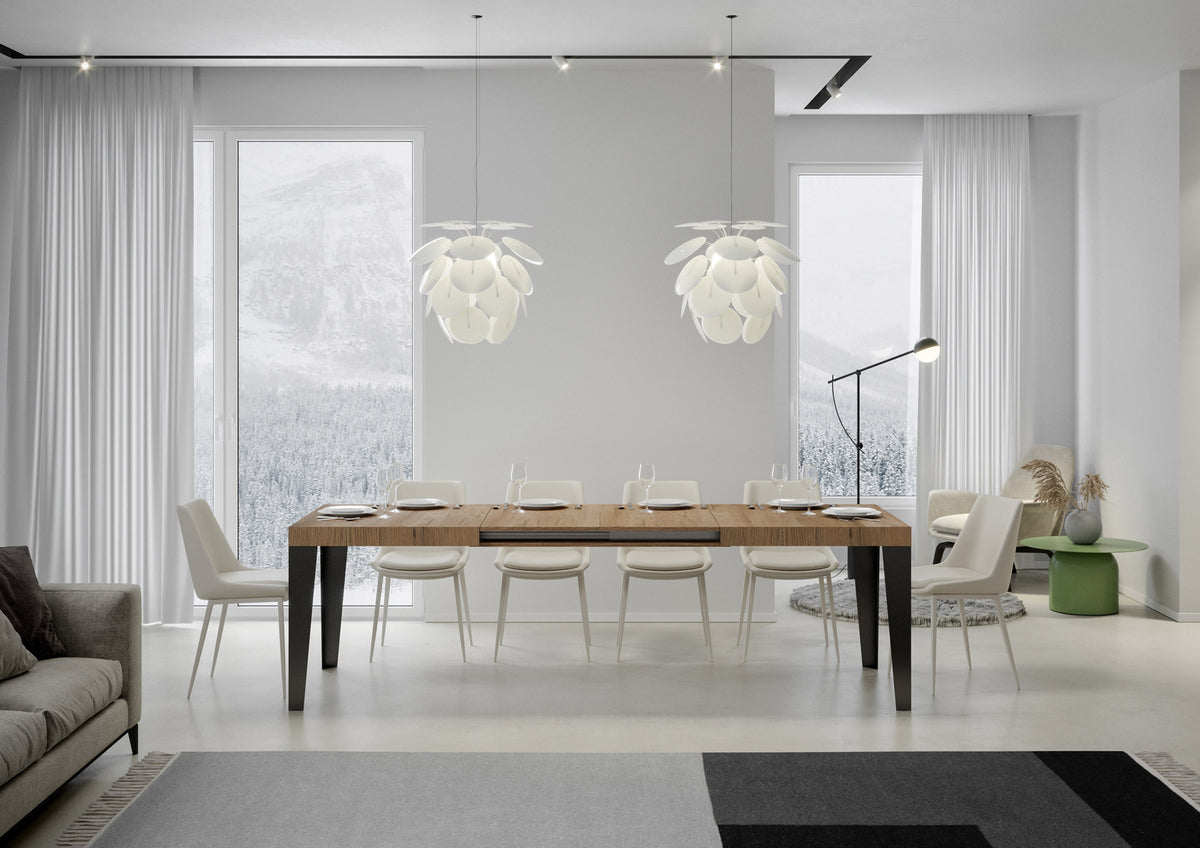 Tavolo allungabile 90x180/284 cm Marcon Quercia Natura telaio Antracite