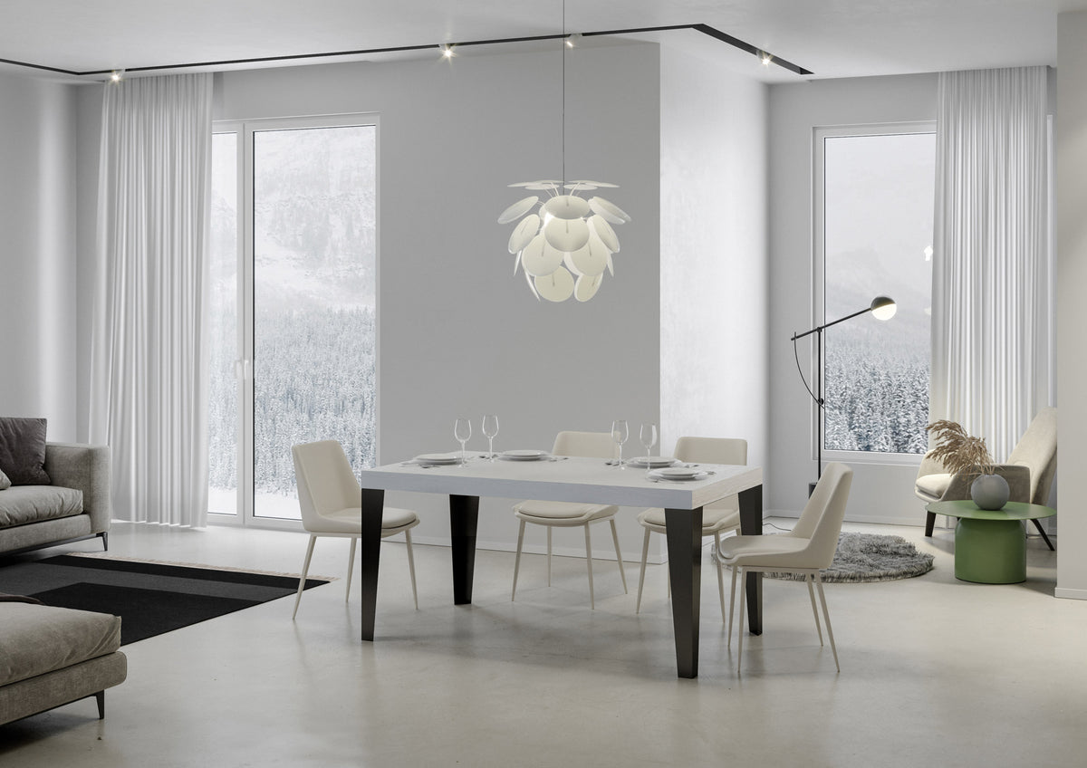 Tavolo allungabile 90x120/224 cm Marcon Bianco Frassino telaio Antracite