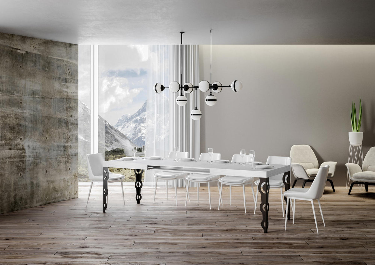Tavolo allungabile 90x160/264 cm Noale Bianco Frassino telaio Antracite