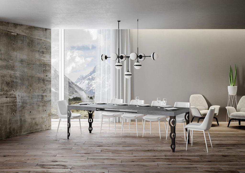 Tavolo allungabile 90x120/224 cm Noale Cemento telaio Antracite