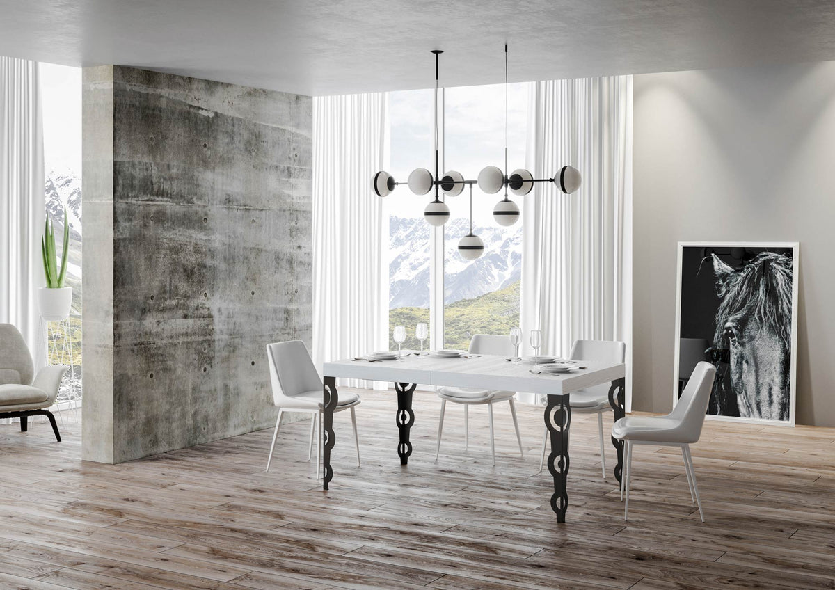 Tavolo allungabile 90x160/264 cm Noale Bianco Frassino telaio Antracite