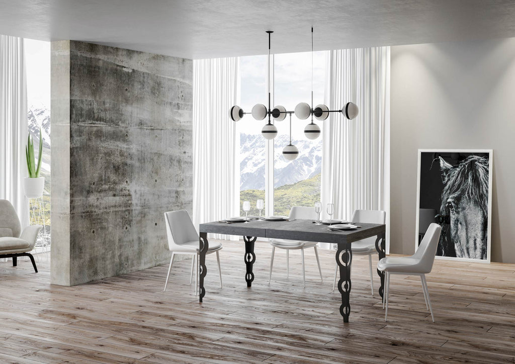 Tavolo allungabile 90x120/224 cm Noale Cemento telaio Antracite