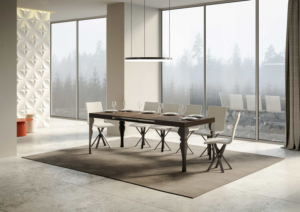Tavolo allungabile 90x120/224 cm Mira Noce telaio Antracite