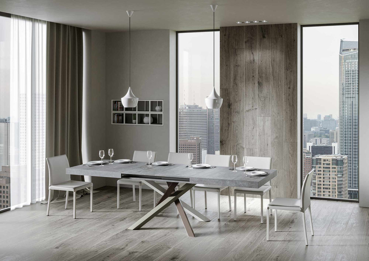 Tavolo allungabile 90x160/420 cm Affi Cemento telaio 4/C