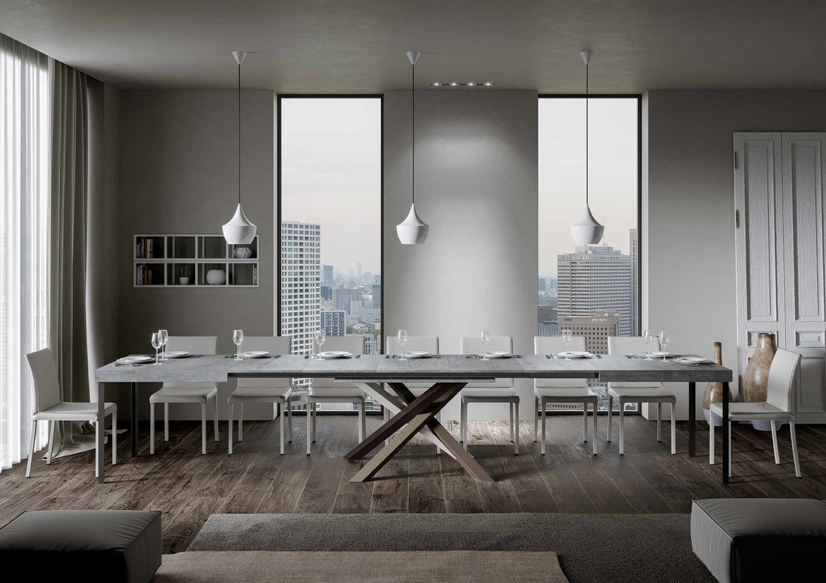 Tavolo allungabile 90x180/440 cm Affi Cemento telaio 4/C