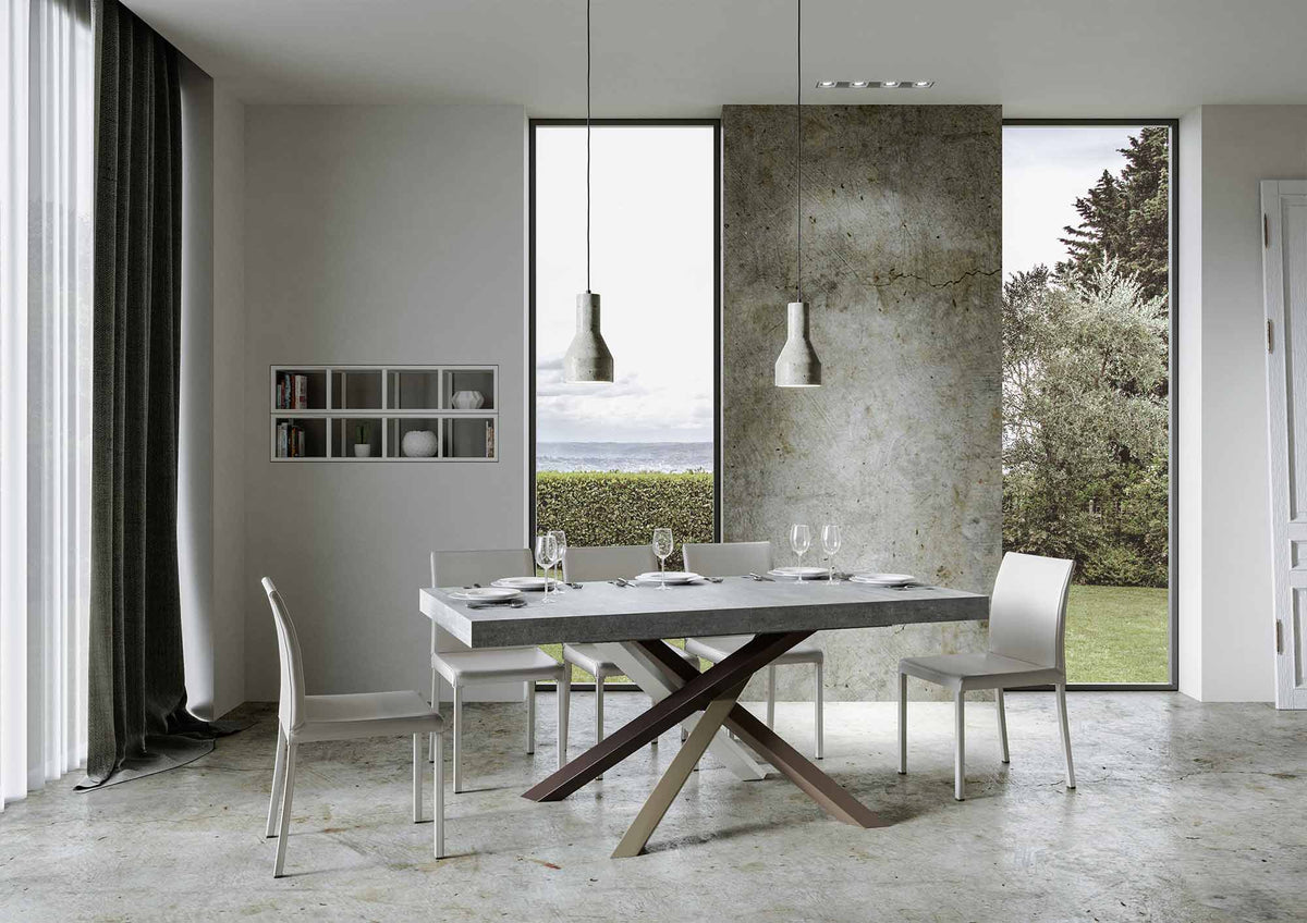 Tavolo allungabile 90x160/420 cm Affi Cemento telaio 4/C