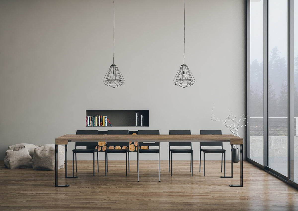 Consolle allungabile 90x40/300 cm Pieve Noce telaio Antracite